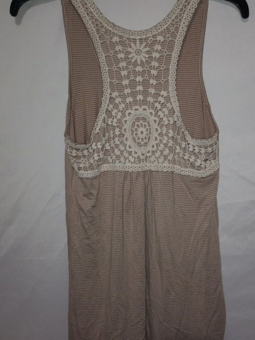 Maria Gabrielle M Tan Crochet Tank Top